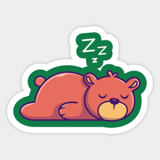Cute Teddy Bear Sleeping Cartoon Sticker